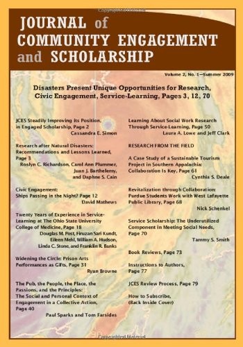 Cover for Journal of Community Engagement and Scholarship, Vol. 2 No. 1