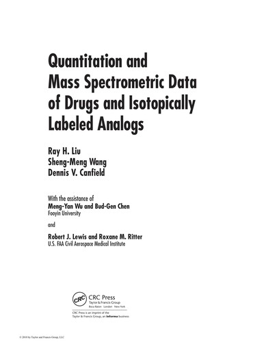 Cover for Quantitation and mass spectrometric data of drugs and isotopically labeled analogs