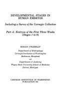 Cover for Developmental stages in human embryos, including a survey of the Carnegie Collection.