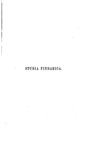 Cover for Studia critica et epicritica in Pindarum