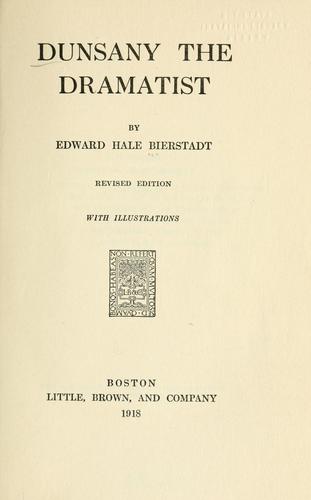 Cover for Dunsany the dramatist