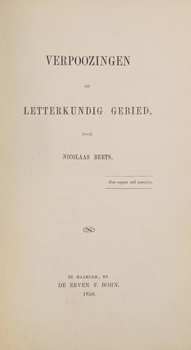 Cover for Verpoozingen op letterkundig gebied