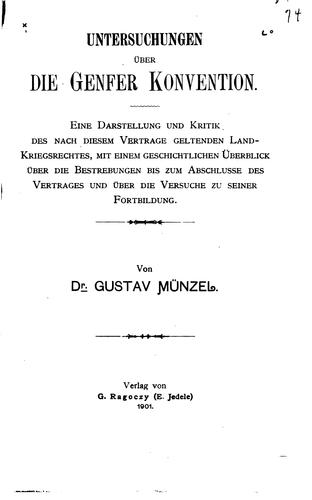 Cover for Untersuchungen über die Genfer konvention.