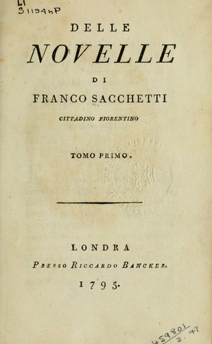 Cover for Delle novelle di Franco Sacchetti ...