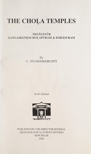Cover for The Choḷa temples