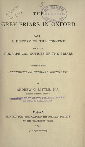 Cover for The Grey friars in Oxford