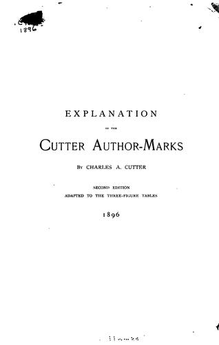 Cover for Explanation of the Cutter author-marks.
