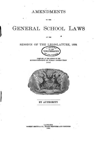 Cover for The General School Laws of Michigan: With Appendixes