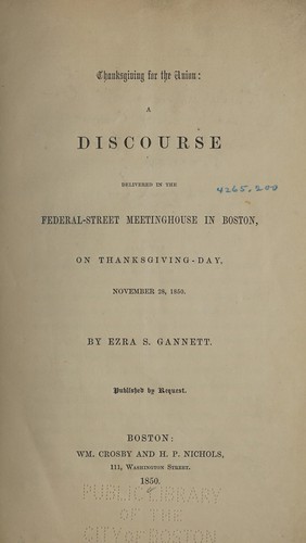 Cover for Thanksgiving for the union