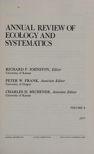 Cover for Annual Review of Ecology and Systematics