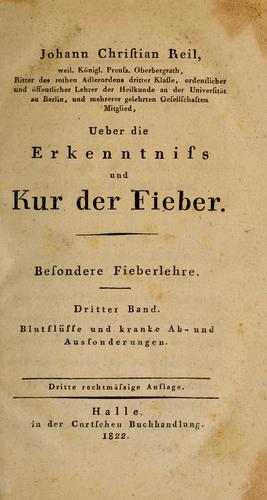 Cover for Ueber die Erkenntniss und Kur der Fieber