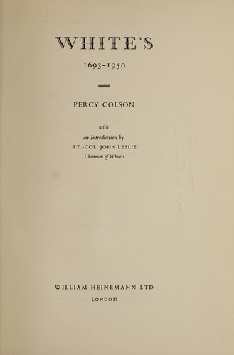 Cover for White's, 1693-1950
