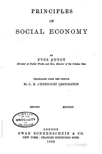 Cover for Principles of social economy