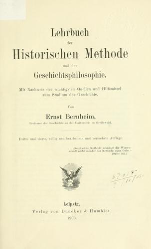 Cover for Lehrbuch der historischen Methode und der Geschichtsphilosophie