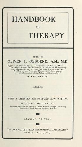 Cover for Handbook of therapy