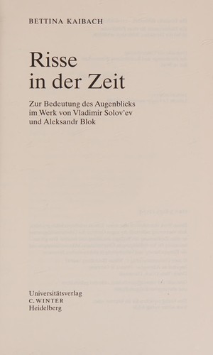 Cover for Risse in der Zeit.