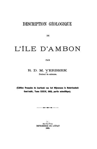 Cover for Description géologique de l'île d'Ambon