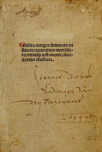 Cover for Biblia integra, summata, distincta, accuratius reeme[n]data