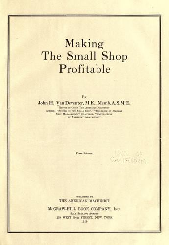 Cover for Making the small shop profitable