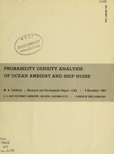 Cover for Probability density analysis of ocean ambient and ship noise
