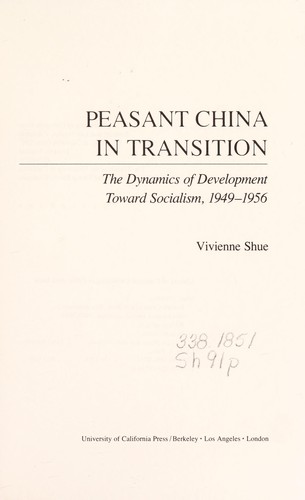 Cover for Peasant China in transition