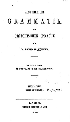 Cover for Ausführliche Grammatik der griechischen Sprache