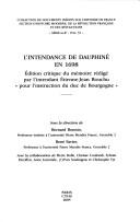 Cover for L' intendance de Dauphiné en 1698