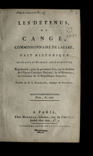 Cover for Les de tenues, ou, Cange, commissionnaire de Lazare