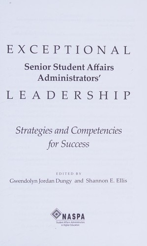 Cover for Exceptional senior student affairs administrators' leadership