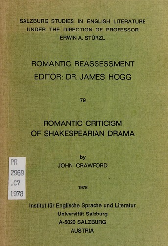 Cover for Romantic criticism of Shakespearian drama