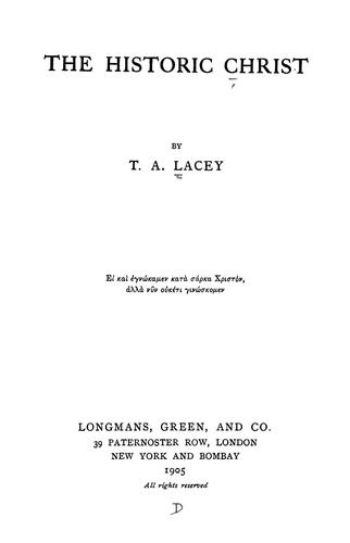 Cover for The historic CHrist