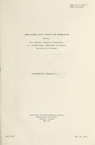 Cover for Urban natural areas