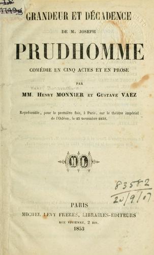 Cover for Grandeur et décadence de M. Joseph Prudhomme