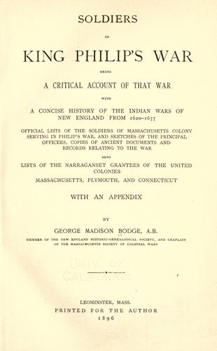 Cover for Soldiers in King Philip's war