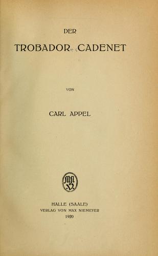 Cover for Der trobador Cadenet