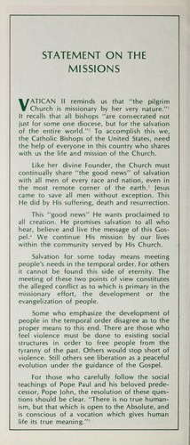 Cover for Statement on the missions, December, 1971
