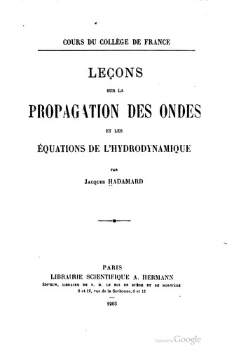 Cover for Leçons sur la propagation des ondes et les équations de l'hydrodynamique