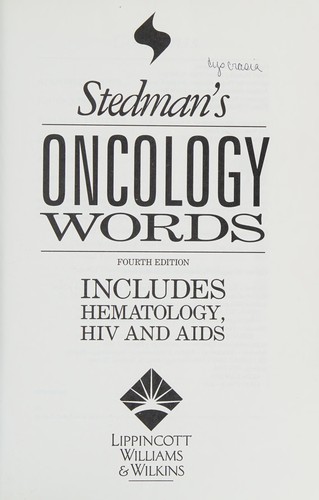 Cover for Stedman's oncology words