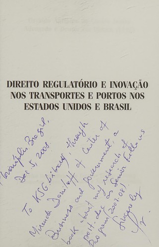 Cover for Direito regulatório e inovação nos transportes e portos nos Estados Unidos e Brasil