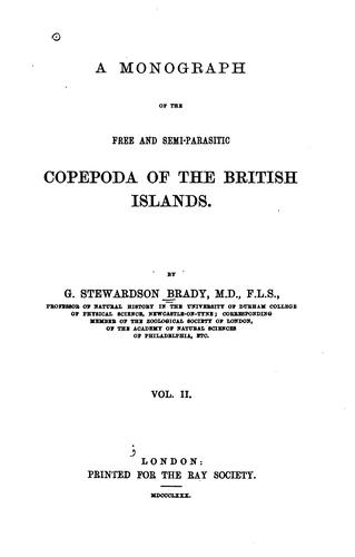 Cover for A Monograph of the Free and Semi-parasitic Copepoda of the British Islands