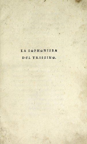 Cover for La Sophonisba del Trissino