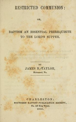 Cover for Restricted communion