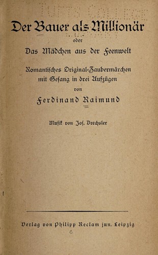 Cover for Der Bauer als Millionar oder Das Madchen aus der Feenwelt