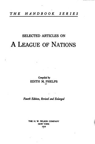 Cover for Selected articles on a League of nations