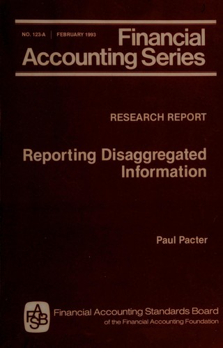 Cover for Reporting disaggregated information