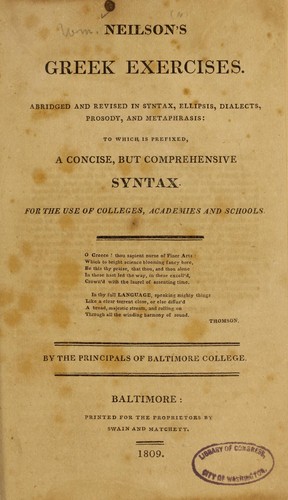 Cover for Neilson's Greek exercises
