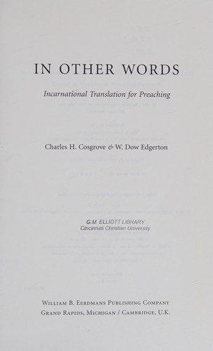 Cover for In other words
