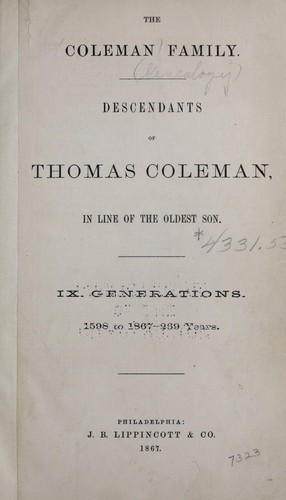 Cover for The Coleman family