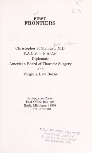 Cover for First frontiers