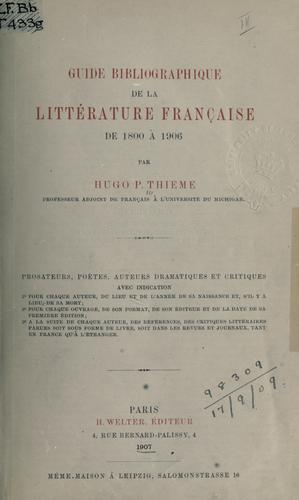 Cover for Guide bibliographique de la littérature française de 1800 à 1906